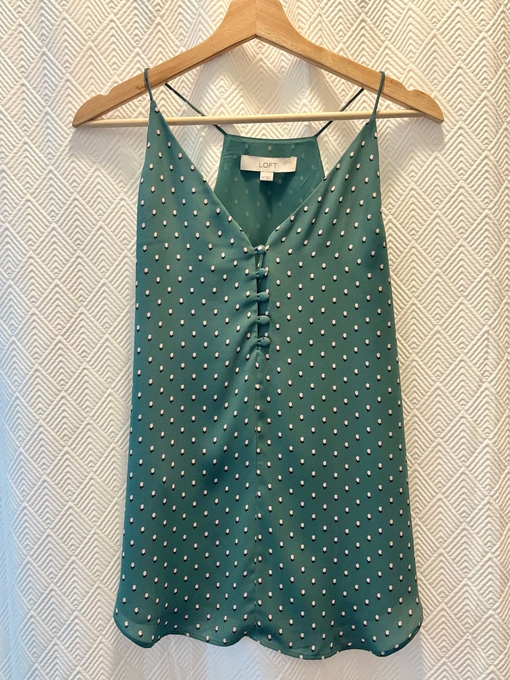 LOFT Green and Pink Rose Halter Top XS